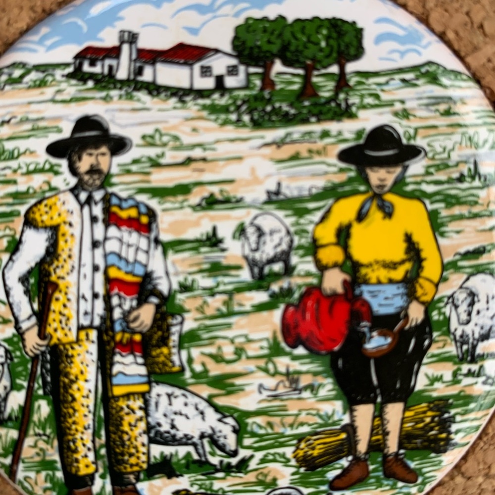 Vintage Portugal Ceramic Tile and Cork Coasters Set - Picture 8 of 8